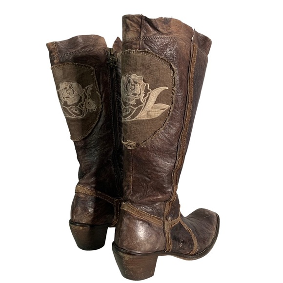 Siren by Mark Nason Women’s Distressed Brown Leather Tall Heeled Boots Size 8 - Picture 8 of 10